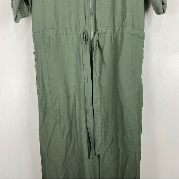 DKNY Utility Cargo Tie Front Waist One Piece Zip Up Jumpsuit Army Green Size 4 - Picture 3 of 9